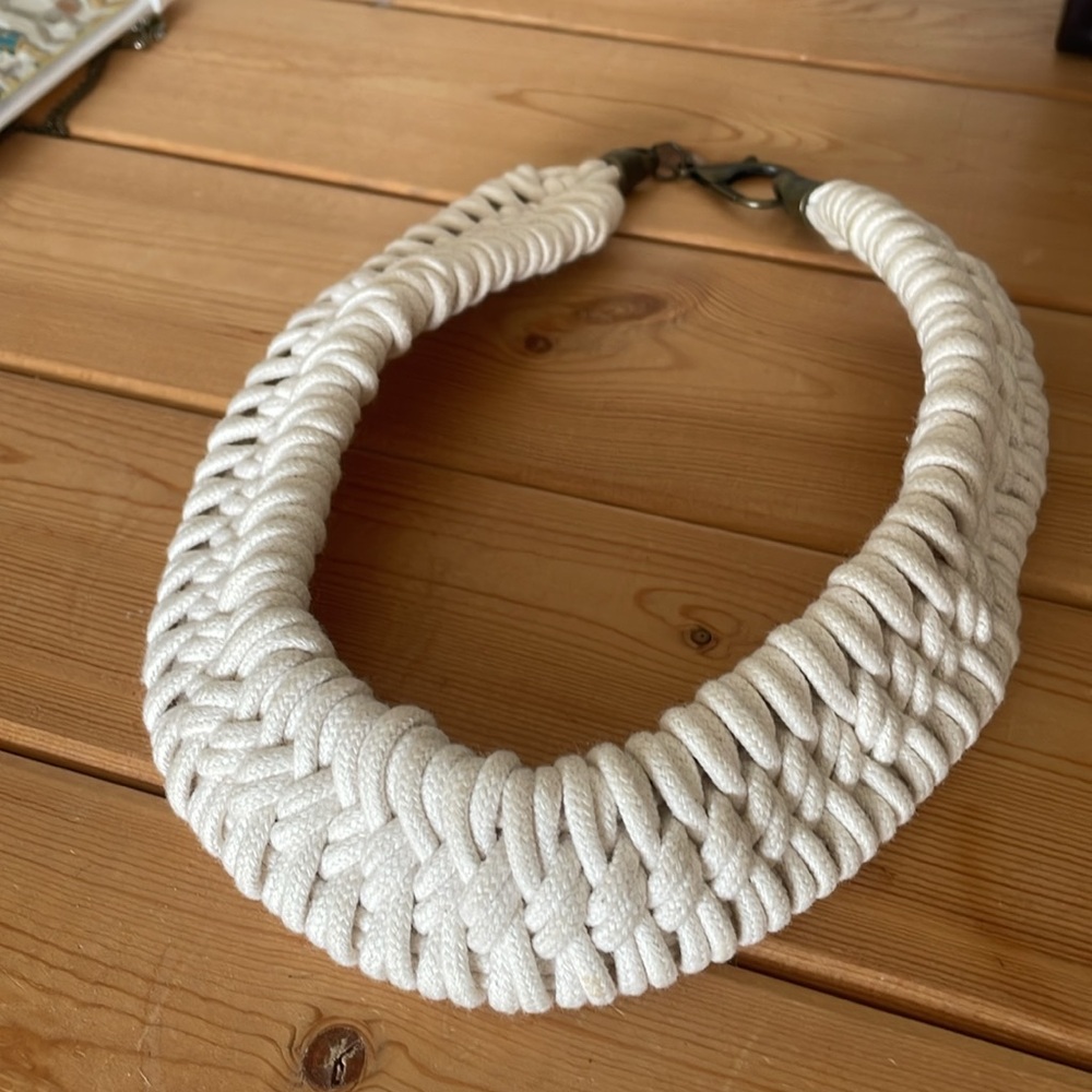 Zelma Rose Tomales Boho Woven Necklace in Cream - Picture 2 of 2